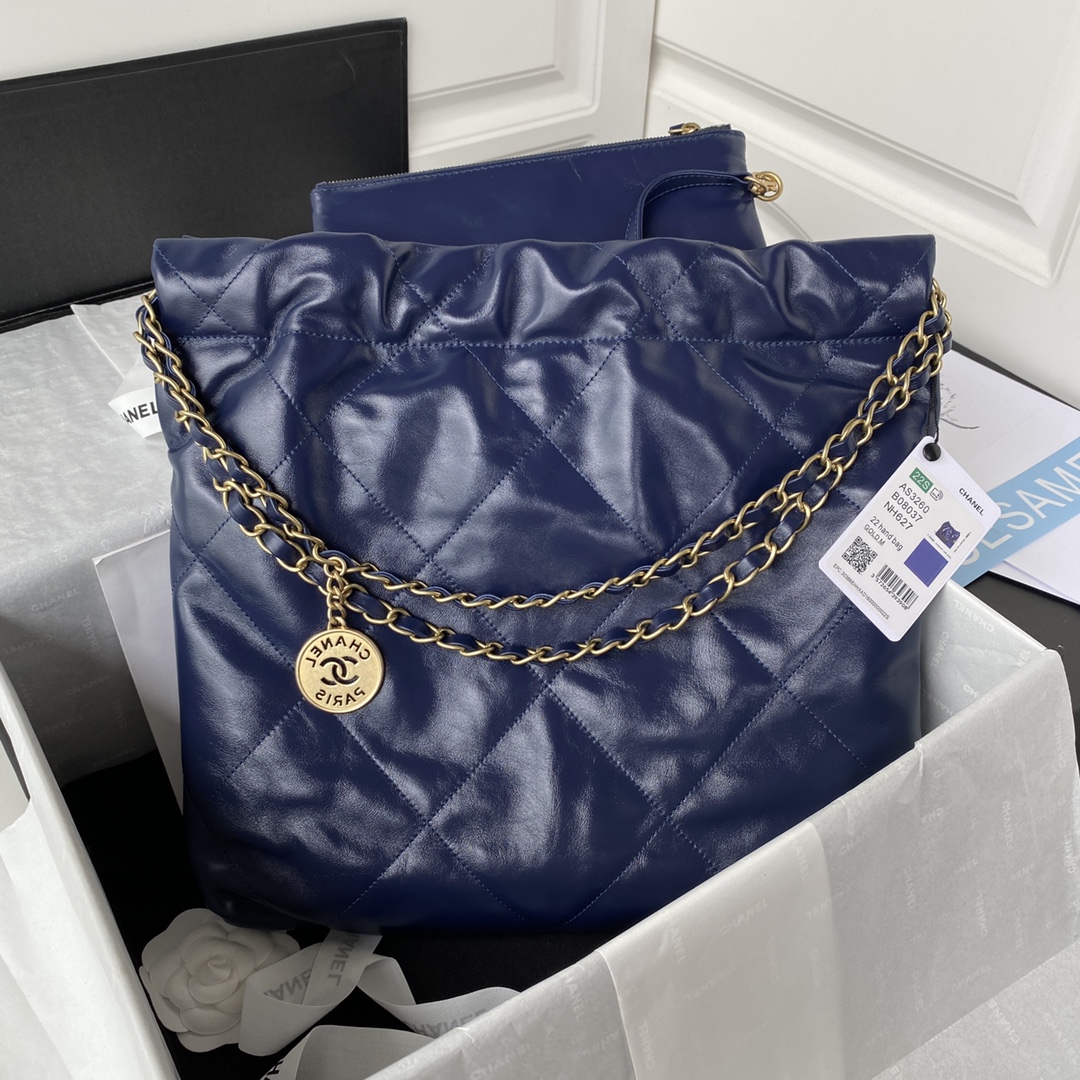 Calfskin 22 Small Handbag Shoulder Bag AS3260 Dark Blue